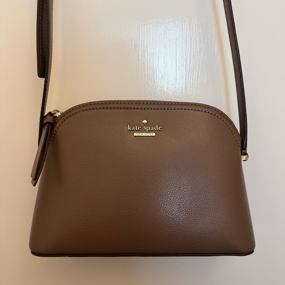 Kate Spade New York Taupe Leather Crossbody Bag - 9”x6.5”